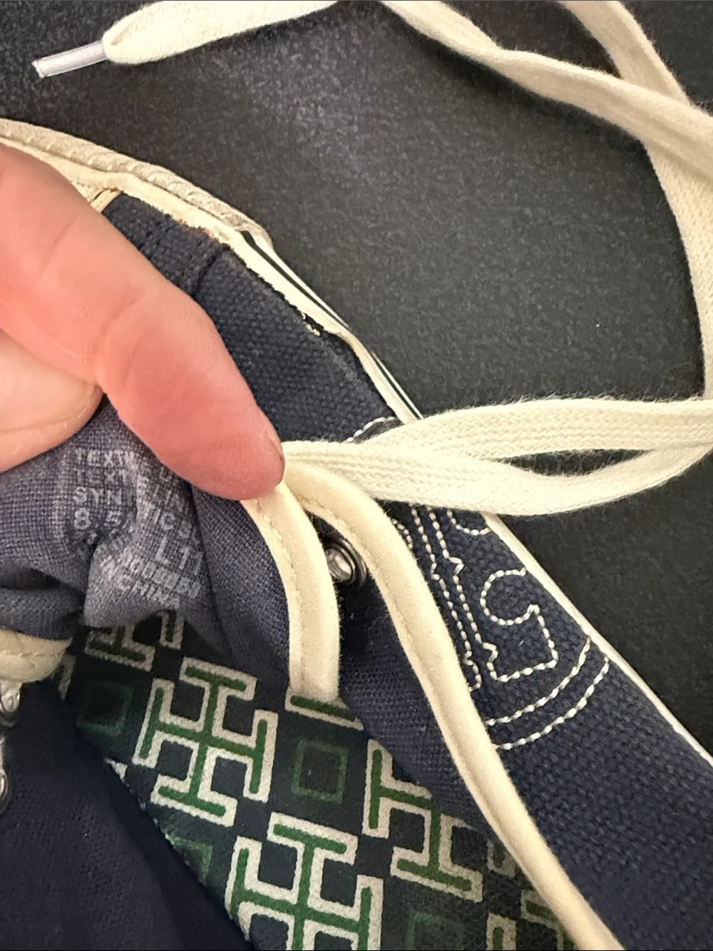Tory Burch Navy and Cream Canvas Low-Top Sneakers